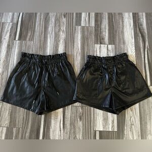 Set of 2 Black Women's Leather Shorts